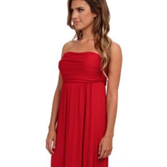 🌼 Culture Phit Red Soft Jersey Strapless Maxi Dress XS - Picture 2 of 9